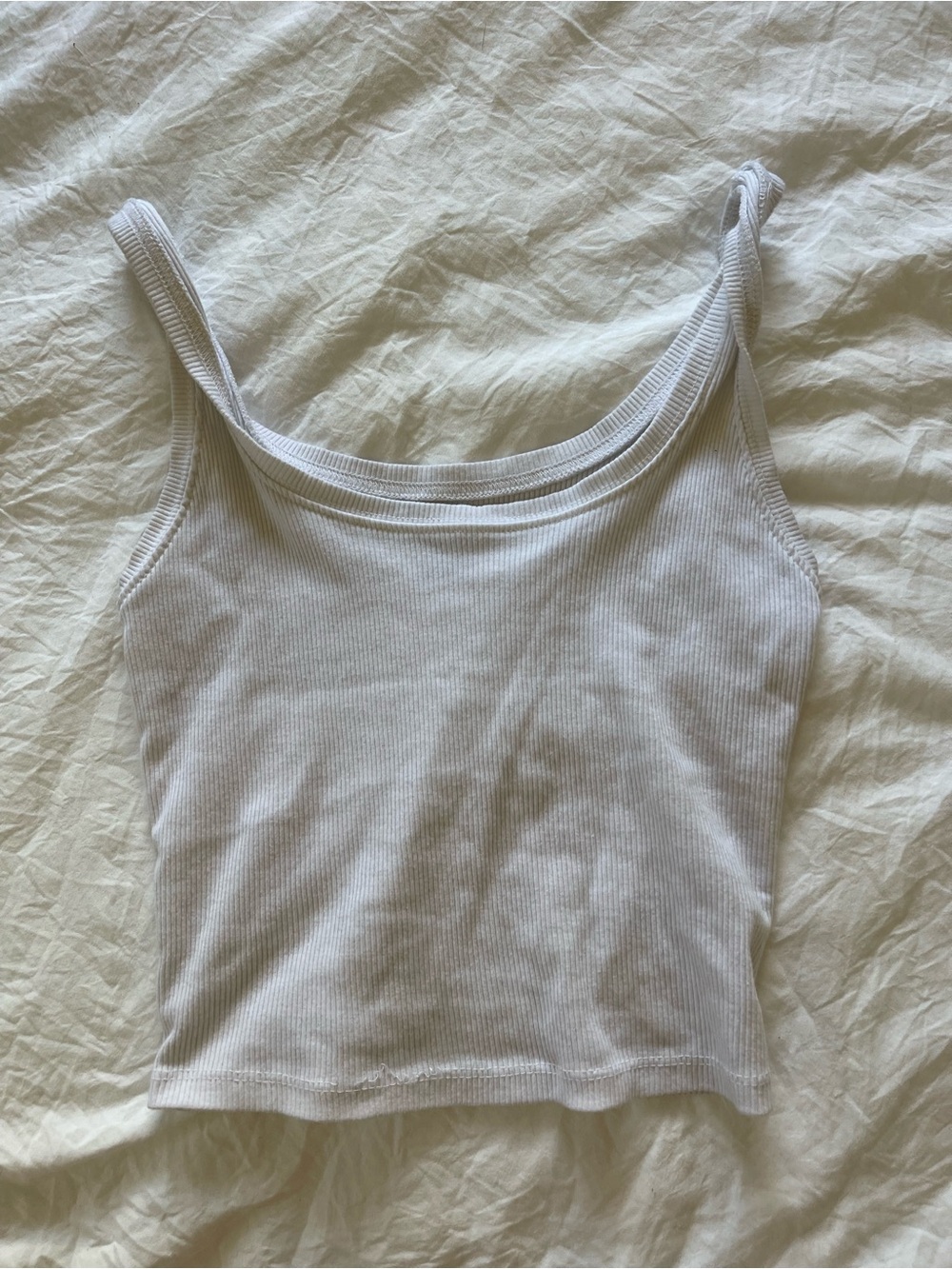 wild fable White Ribbed Cropped Tank Top